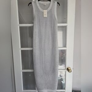A New Day Womens Sheer Knit Silver Dress Size M